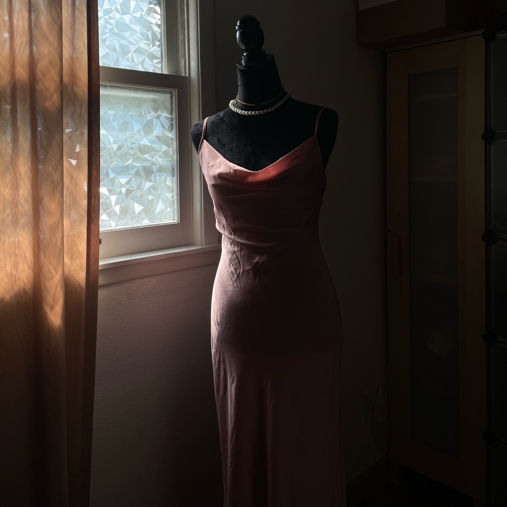 Satin Cowl Neck Slip Dress